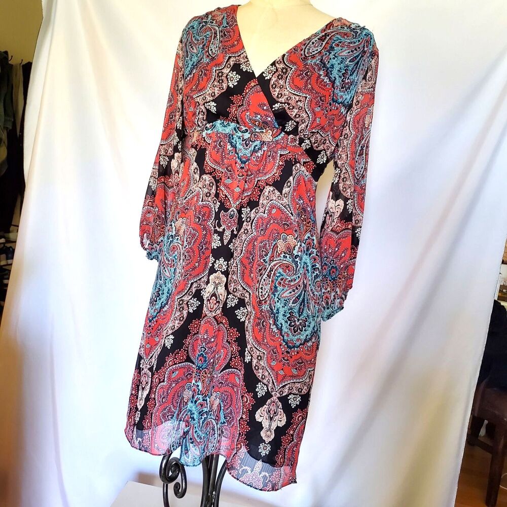 INC International Concepts Patterned Layered Dress, Size M